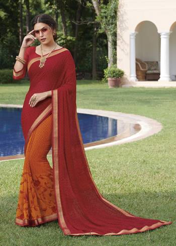 Here Is A Pretty Saree For Your Casual Or Semi-Casual Wear. This Printed Saree Is Fabricated On Georgette WhichIs Light Weight, Durable And Easy To Carry All Day Long. Buy Now.