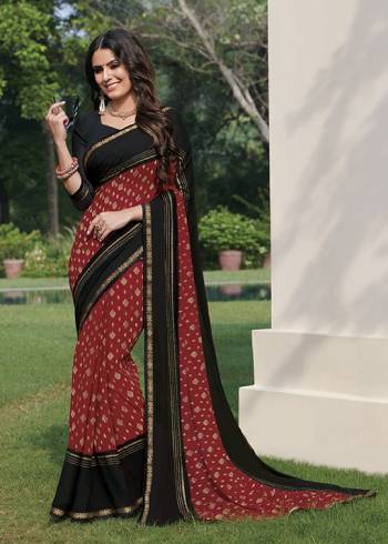 Here Is A Pretty Saree For Your Casual Or Semi-Casual Wear. This Printed Saree Is Fabricated On Georgette WhichIs Light Weight, Durable And Easy To Carry All Day Long. Buy Now.