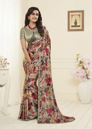 Add This Lovely Grey And Multi Colored Saree To Wardobe. This Beautiful And Attractive Looking Saree IS Beautified With Prints Which Is Suitable For Casual Or Semi-Casuals. 