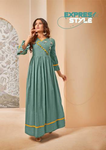 Grab This Lovely And Super Comfoy Designer Readymade Long Kurti In Sea Green Color Fabricated On Mal Cotton. This Pretty Kurti Is Beautified With Thread Embroidery Giving An Elegant Look. 