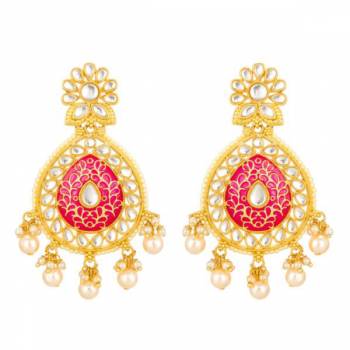 Grab This Lovely Pair Of Earrings Beautified With Stone And Pearl Work, To Pair With Your Traditional Wear And Mainly Lehenga. This Pretty Pair Can Be Paired With Same Or Contrasting Colored Ethnic Attire. Buy Now