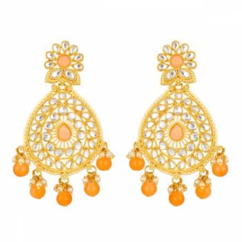 Grab This Lovely Pair Of Earrings Beautified With Stone And Pearl Work, To Pair With Your Traditional Wear And Mainly Lehenga. This Pretty Pair Can Be Paired With Same Or Contrasting Colored Ethnic Attire. Buy Now