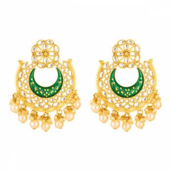 Grab This Lovely Pair Of Earrings Beautified With Stone And Pearl Work, To Pair With Your Traditional Wear And Mainly Lehenga. This Pretty Pair Can Be Paired With Same Or Contrasting Colored Ethnic Attire. Buy Now