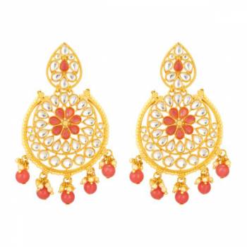 Grab This Lovely Pair Of Earrings Beautified With Stone And Pearl Work, To Pair With Your Traditional Wear And Mainly Lehenga. This Pretty Pair Can Be Paired With Same Or Contrasting Colored Ethnic Attire. Buy Now