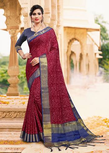 Here Is Pretty Silk Based Saree For Your Casual Or Semi-Casual Wear. This Saree And Blouse Are Fabricated On Art Silk Beautified With Prints And Broad Lace Border. 