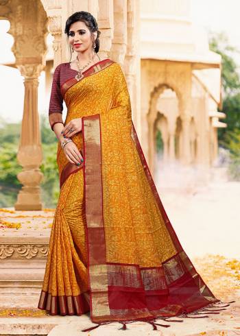 Grab This Lovely Printed Saree Which Is Suitable For Your Semi-Casuals And Festive Wear, This Saree And Blouse Are Fabricated On Art Silk Which Is Durable And Easy To Care For. 