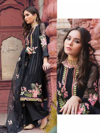 Grab This Heavy Designer Straight Suit In Black Color. Its Top And Dupatta Are Fabricated On Georgette Paired With Santoon Bottom. It Is Beautified With Heavy Attractive Embroidery Over The Top. Buy Now.