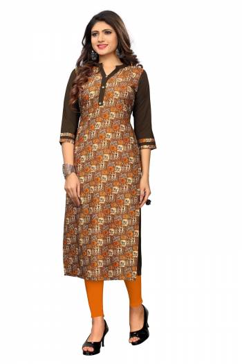 Here Is Simple Printed Kurti For Your Casual Wear. This Pretty Kurti Is Fabricated On Crepe Beautified With Prints. It IS Light In Weight And Easy To Carry All Day Long. 