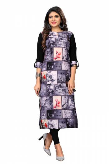 Here Is Simple Printed Kurti For Your Casual Wear. This Pretty Kurti Is Fabricated On Crepe Beautified With Prints. It IS Light In Weight And Easy To Carry All Day Long. 