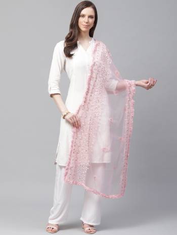 Enhance The Look Of Your Gown, Lehenga Or Even Kurti With This Pretty Lakhnavi Embroidered Net Fabricated Dupatta. You Can Pair This Up Same Or Contrasting Colored Attire. Buy Now.