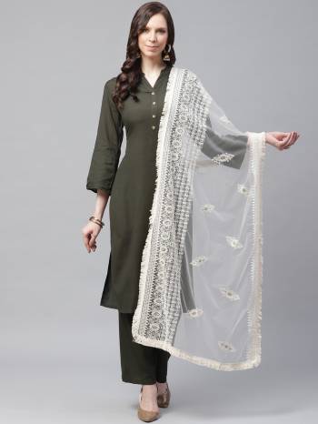 Enhance The Look Of Your Gown, Lehenga Or Even Kurti With This Pretty Lakhnavi Embroidered Net Fabricated Dupatta. You Can Pair This Up Same Or Contrasting Colored Attire. Buy Now.