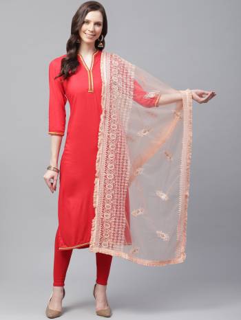 Enhance The Look Of Your Gown, Lehenga Or Even Kurti With This Pretty Lakhnavi Embroidered Net Fabricated Dupatta. You Can Pair This Up Same Or Contrasting Colored Attire. Buy Now.