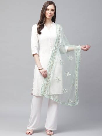 Enhance The Look Of Your Gown, Lehenga Or Even Kurti With This Pretty Lakhnavi Embroidered Net Fabricated Dupatta. You Can Pair This Up Same Or Contrasting Colored Attire. Buy Now.