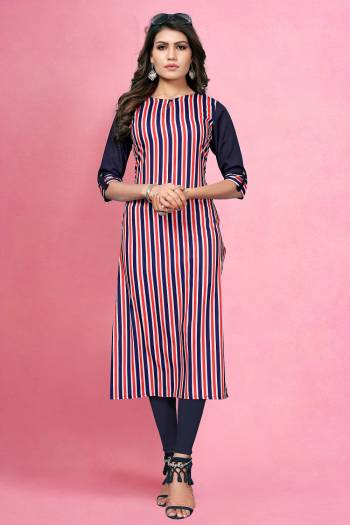 Here Is Simple Printed Kurti For Your Casual Wear. This Pretty Kurti Is Fabricated On Crepe Beautified With Prints. It IS Light In Weight And Easy To Carry All Day Long. 