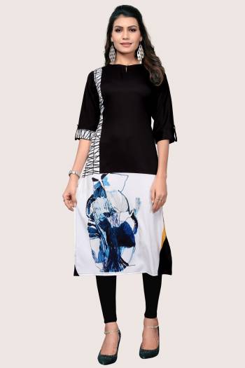 Add Some Casuals To Your Wardrobe With This Simple Kurti Fabricated On Crepe. This Pretty Kurti IS Beautified With Prints And Can be Paired With Same Of Contrasting Colored Bottom. 