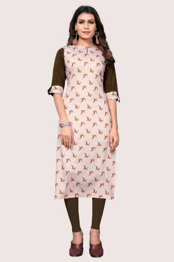 Here Is Simple Printed Kurti For Your Casual Wear. This Pretty Kurti Is Fabricated On Crepe Beautified With Prints. It IS Light In Weight And Easy To Carry All Day Long. 