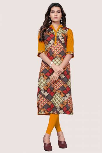 Here Is Simple Printed Kurti For Your Casual Wear. This Pretty Kurti Is Fabricated On Crepe Beautified With Prints. It IS Light In Weight And Easy To Carry All Day Long. 