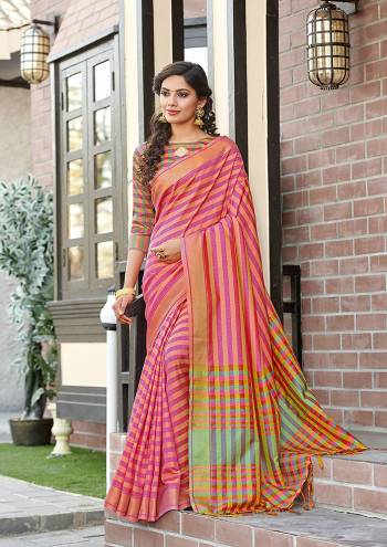 Go Colorful With This Pretty Lining Printed Saree. This Saree Is Fabricated on Cotton Silk Paired With Art Silk Fabricated Blouse. Its Fabric Is Light Weight , Durable And Gives A Rich Look To Your Personality. 