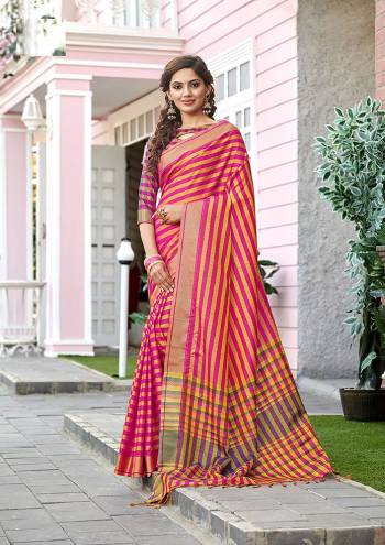 Go Colorful With This Pretty Lining Printed Saree. This Saree Is Fabricated on Cotton Silk Paired With Art Silk Fabricated Blouse. Its Fabric Is Light Weight , Durable And Gives A Rich Look To Your Personality. 