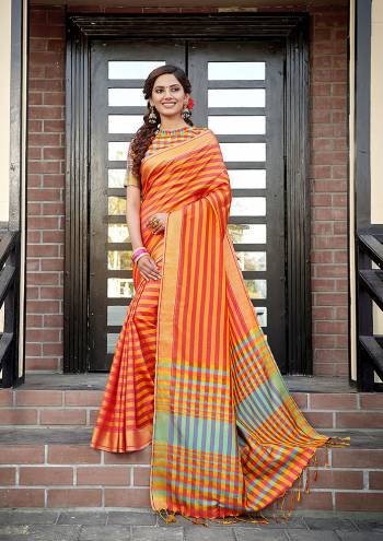Go Colorful With This Pretty Lining Printed Saree. This Saree Is Fabricated on Cotton Silk Paired With Art Silk Fabricated Blouse. Its Fabric Is Light Weight , Durable And Gives A Rich Look To Your Personality. 