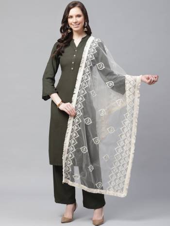 Enhance The Look Of Your Gown, Lehenga Or Even Kurti With This Pretty Lakhnavi Embroidered Net Fabricated Dupatta. You Can Pair This Up Same Or Contrasting Colored Attire. Buy Now.