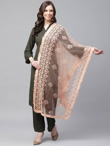 Enhance The Look Of Your Gown, Lehenga Or Even Kurti With This Pretty Lakhnavi Embroidered Net Fabricated Dupatta. You Can Pair This Up Same Or Contrasting Colored Attire. Buy Now.