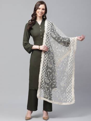 Enhance The Look Of Your Gown, Lehenga Or Even Kurti With This Pretty Lakhnavi Embroidered Net Fabricated Dupatta. You Can Pair This Up Same Or Contrasting Colored Attire. Buy Now.