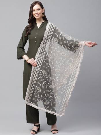 Enhance The Look Of Your Gown, Lehenga Or Even Kurti With This Pretty Lakhnavi Embroidered Net Fabricated Dupatta. You Can Pair This Up Same Or Contrasting Colored Attire. Buy Now.