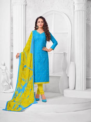 Simple And Elegant Looking Designer Straight Suit Is Here In Blue Color Paired With Pear Green Colored bottom And Dupatta. Its Top Is Fabricated On Modal Silk Paired With Cotton Bottom and Fancy Chiffon Dupatta. 