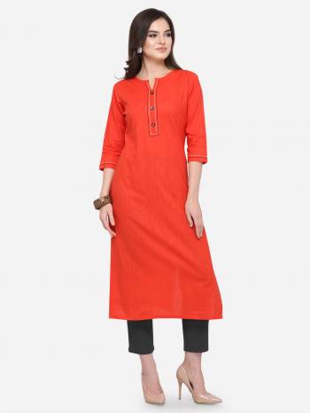 For Your Casual Wear, Grab This Pretty Readymade Straight Kurti In Red Color Fabricated On Cotton. This Kurti Can Be Paired With Same Or Contrasting Colored Pants, Leggings Or Plazzo.