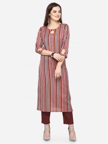 For Your Casual Wear, Grab This Pretty Readymade Straight Kurti In Multi Color Fabricated On Rayon. This Kurti Can Be Paired With Same Or Contrasting Colored Pants, Leggings Or Plazzo.