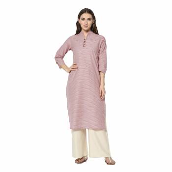 For Your Casual Wear, Grab This Pretty Readymade Straight Kurti In Pink Color Fabricated On Cotton. This Kurti Can Be Paired With Same Or Contrasting Colored Pants, Leggings Or Plazzo.