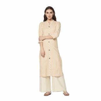 Add This Pretty Kurti To Your Wardrobe In Off-White Color. This Readymade Kurti Is Fabricated On Cotton With Lining Prints. It Is Light In Weight And Easy To Carry All Day Long .