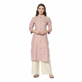 For Your Casual Wear, Grab This Pretty Readymade Straight Kurti In Light Pink Color Fabricated On Cotton. This Kurti Can Be Paired With Same Or Contrasting Colored Pants, Leggings Or Plazzo.