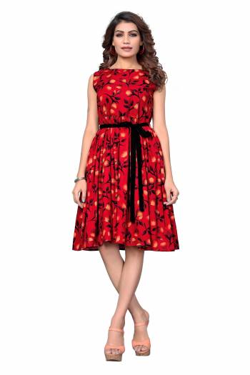 Look Like A Diva Wearing This Pretty Tunic Patterned Readymade Kurti In Red Color. This Printed Kurti Is Fabricated On Crepe Which Is Light Weight, Soft and Easy To Carry All Day Long. 