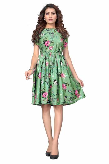 Look Like A Diva Wearing This Pretty Tunic Patterned Readymade Kurti In Green Color. This Printed Kurti Is Fabricated On Crepe Which Is Light Weight, Soft and Easy To Carry All Day Long. 