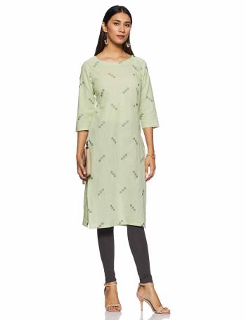 For Your Casual Or Semi-Casual Wear, Grab This Readymade Kurti In Pastel Green Color. This Kurti Is Light Weight And Available In All Regular Sizes.