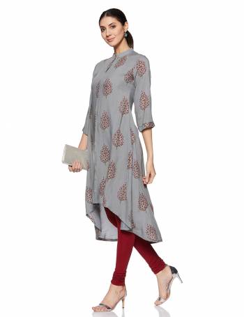 Simple And Elegant Looking Regular Wear Readymade Kurti Is Here In Grey Color. This Kurti Is Light In Weight And Its Fabric Is Durable And Easy To Care For. 