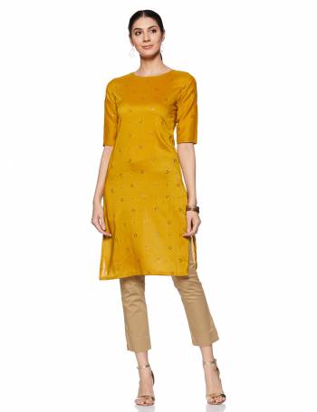 For Your Casual Or Semi-Casual Wear, Grab This Readymade Kurti In Musturd Yellow Color . This Kurti Is Light Weight And Available In All Regular Sizes.