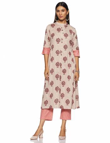 Simple And Elegant Looking Regular Wear Readymade Kurti Is Here In Baby Pink Color Paired With Pink Colored bottom. This Kurti Is Light In Weight And Its Fabric Is Durable And Easy To Care For. 