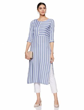 Be It Your College, Home Or Work Place, This Pretty Readymade Kurti Is Suitable For All. Its Elegant  Powder Blue Color And Light Weight Fabric Gives Rich Look To Your Personality. Buy Now.