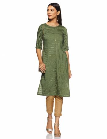 Here Is A Very Pretty And Elegant Looking Kurti In Olive Green Color. Its Fabric Is Soft Towards Skin And Ensures Superb Comfort All Day Long.