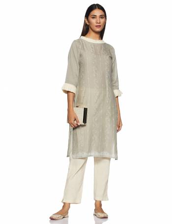 Be It Your College, Home Or Work Place, This Pretty Readymade Pair Of Kurti Is Suitable For All. Its Elegant Light Grey And Off-White Color And Light Weight Fabric Gives Rich Look To Your Personality. Buy Now.