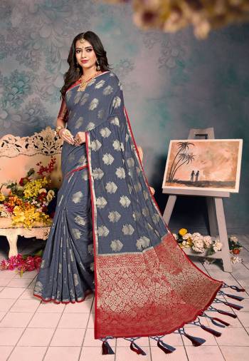 Shine Bright Wearing This Rich Silk Based Designer Saree In?Grey Color. This Saree Is Fabricated On Chanderi Silk Paired With Art Silk Fabricated Blouse. It Is Beautified With Heavy Detailed Weaved Giving An Attractive Look?