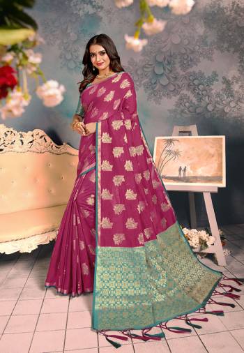 Shine Bright Wearing This Rich Silk Based Designer Saree In?Magenta Pink Color. This Saree Is Fabricated On Chanderi Silk Paired With Art Silk Fabricated Blouse. It Is Beautified With Heavy Detailed Weaved Giving An Attractive Look?