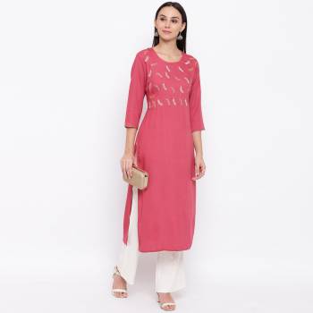 For Your Casual Or Semi-Casuals, Grab This Simple Readymade Straight Kurti In Dark Pink Color Fabricated On Rayon. Its Fabric Is soft Towards Skin And Esnures Superb Comfort All Day Long. 