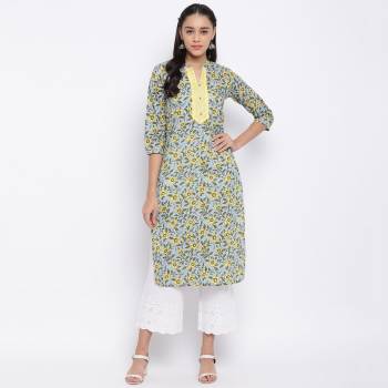 Grab This Readymade Kurti In Sky Blue and Multi Color For Your Casual Or Semi-Casual Which Is Fabricated On Cotton. This Kurti Is Light In Weight And Also Its Fabric Ensures Superb And Its Easy To Care For. 