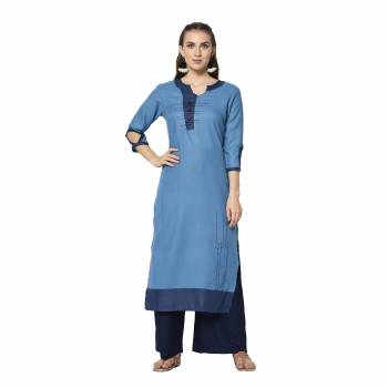 Add This Pretty Kurti To Your Wardrobe In Blue Color. This Readymade Kurti Is Fabricated On Cotton With Prints. It Is Light In Weight And Easy To Carry All Day Long .