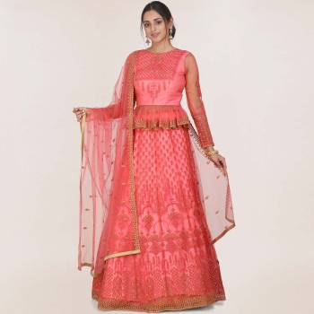 You will Definitely Earn Lots Of Compliments In This Trendy Heavy Designer Lehenga Choli In Pink Fabricated On Net. Its Pretty Color Pallete And Grace Of Fabric Will Give An Elegant Look To Your Personality. 