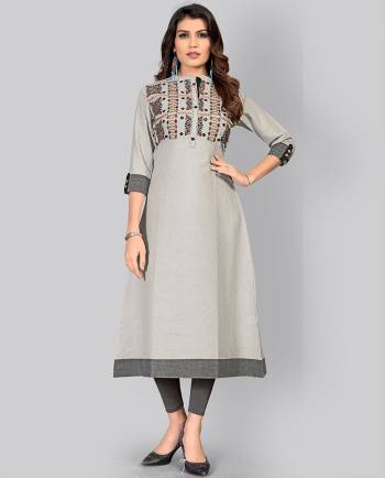 Add This Pretty Simple Kurti To Your Wardrobe In Grey color Fabricated On Flex Cotton. This Readymade Kurti Is Suitable For Daily Or Office Wear.